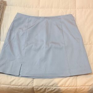 Cult Gaia Flor Satin mini skirt with slit in baby blue